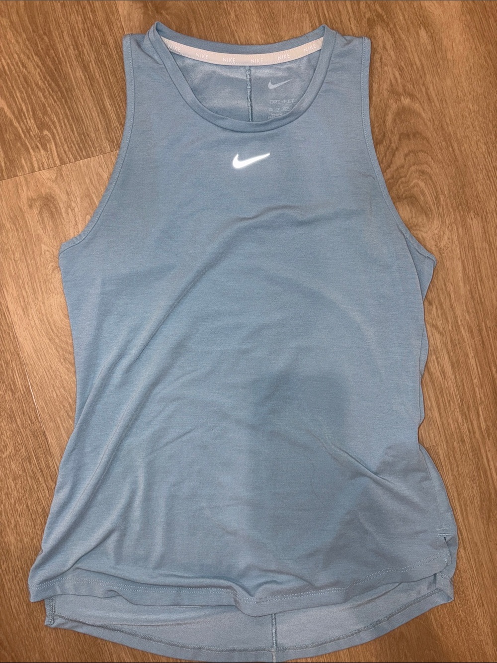 Nike Light Blue Athletic Tank Top with Reflective Swoosh